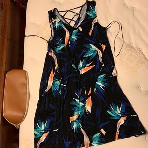 Dress or coverup blue tropical design